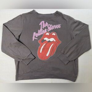 The Rolling Stones Crewneck Sweatshirt Womens Size L Gray Band Music Lightweight